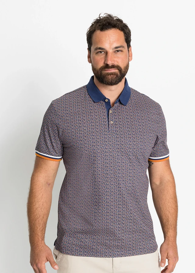 Polo en jersey 100% coton, Couleur: bleu graphique