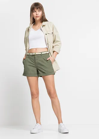 Short en coton extensible • olive • Boutique bonprix