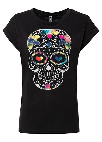 T-shirt doux en viscose mélangée • noir imprimé • Boutique bonprix