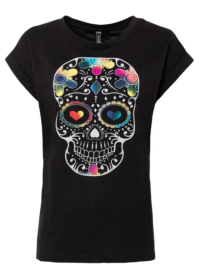 T-shirt doux en viscose mélangée • noir imprimé • Boutique bonprix