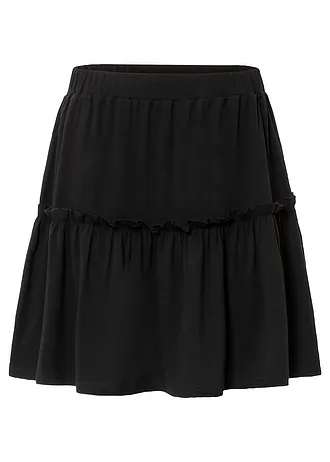 Jersey rok in een viscosemix met volant • zwart • bonprix online shop