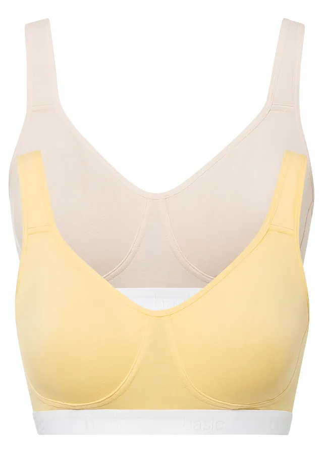 Sutien invizibil fără armătură cu din bumbac organic (set/2 buc.)