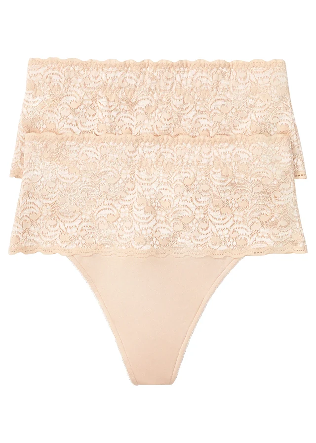 Corrigerende string (set van 2), medium corrigerend, Kleur: soft beige