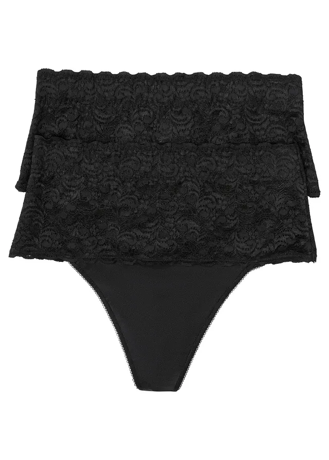 Stringi o średnim stopniu modelowania sylwetki (2 pary) • czarny • sklep bonprix