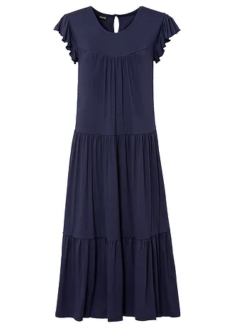 Midi jurk in een viscosemix • donkerblauw plus size • bonprix online shop