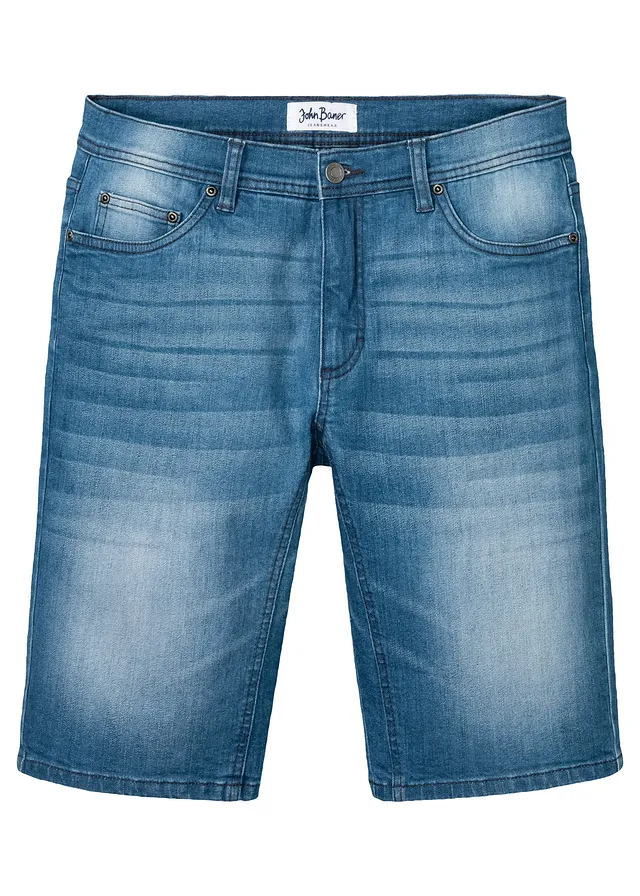 Bermude stretch de blugi cu turul întărit, Regular Fit