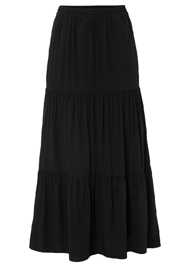 Maxi rok met volant • zwart • bonprix online shop