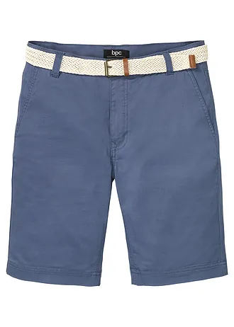 Stretch chino bermuda met riem, regular fit • indigo • bonprix online shop