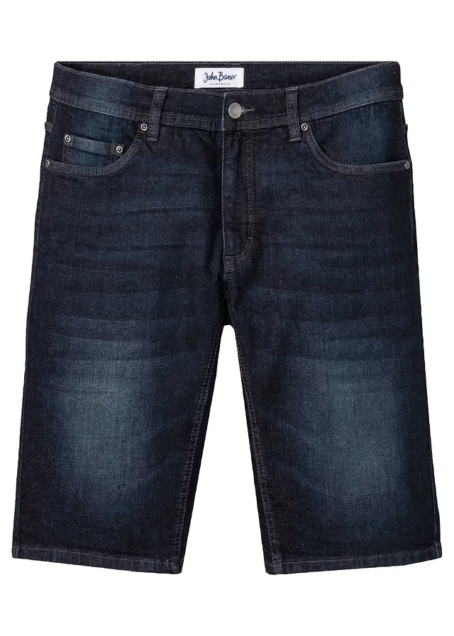 Strečové džínové bermudy se zesíleným rozkrokem, Regular Fit, barva: tmavě modrý denim