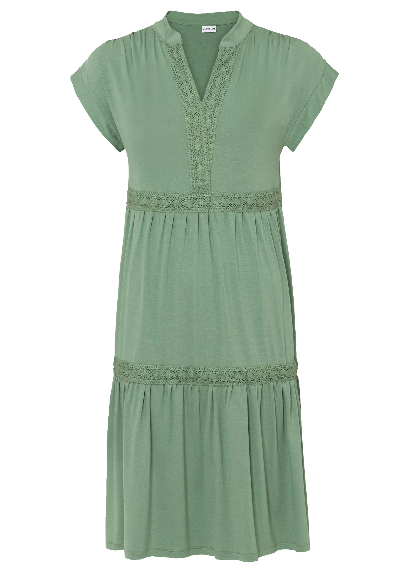 Rochie gen tunică din amestec moale de viscoză • verde-pin • magazin bonprix
