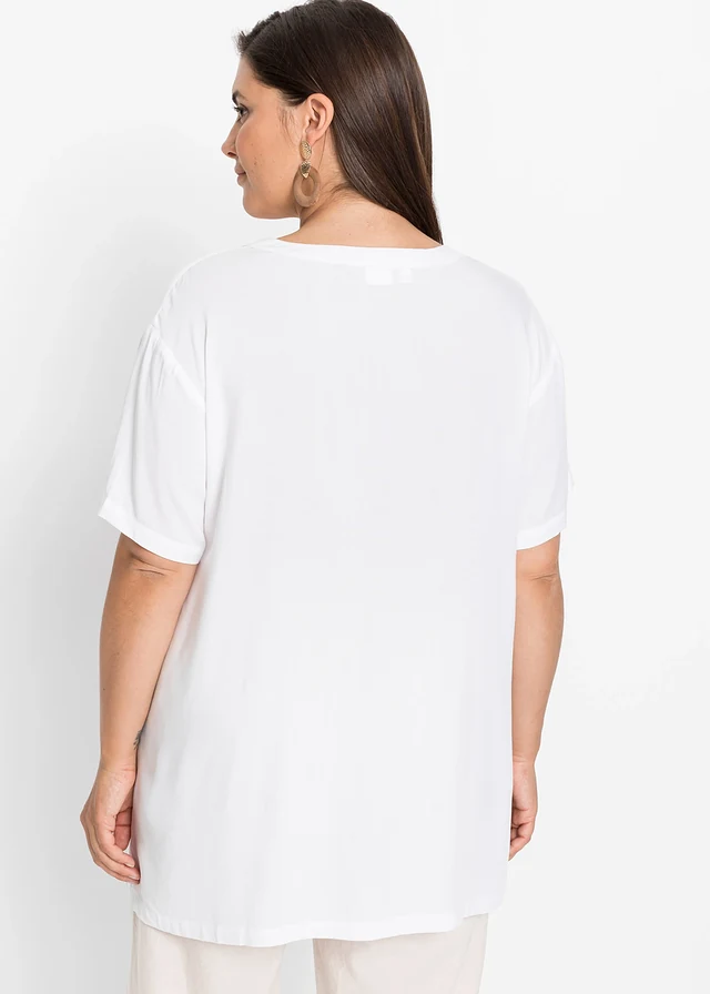Tunique longue 100% viscose, Couleur: blanc