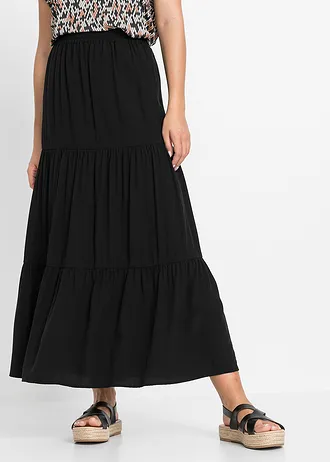 Maxi rok met volant • zwart • bonprix online shop