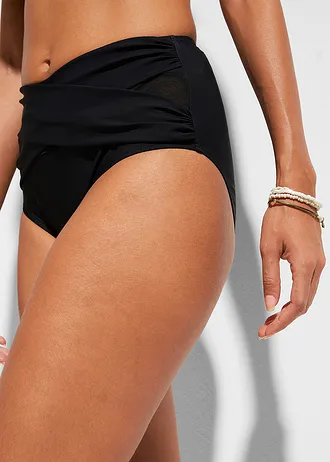 Stahovací bikinové kalhotky, lehký tvarující efekt, se zavinovacím vzhledem • černá • bonprix obchod