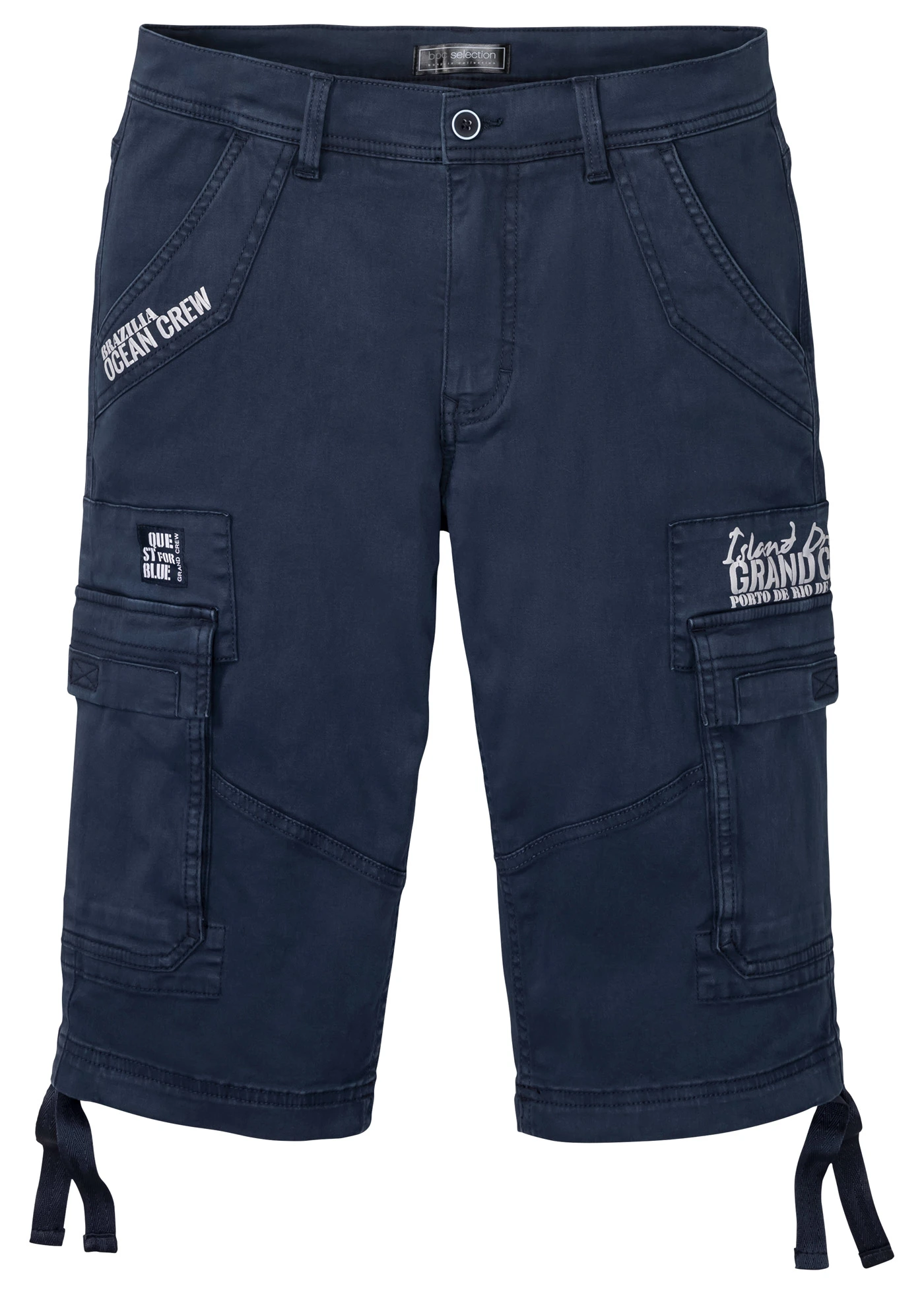 Hosszú bermuda cargo zsebekkel, Regular Fit • sötétkék/mintás • bonprix áruház