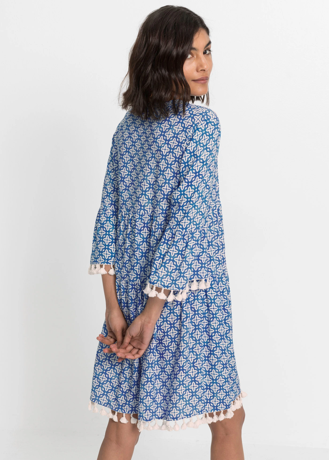 Tuniekjurk van zachte viscose • blauw-wolwit gedessineerd • bonprix online shop