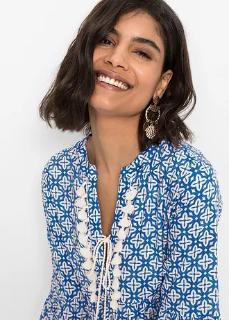 Tuniekjurk van zachte viscose • blauw-wolwit gedessineerd • bonprix online shop