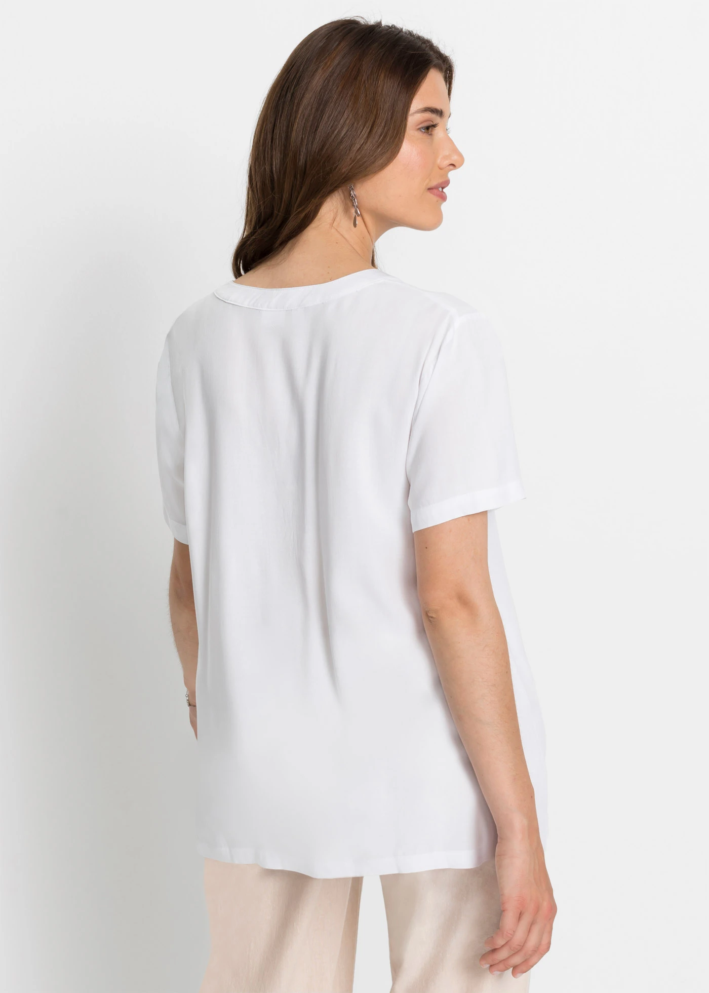 Lange tuniek van pure viscose • wit • bonprix online shop