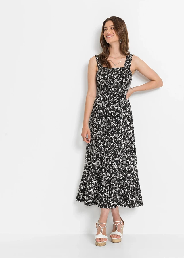 Robe midi • noir-blanc cassé floral • product-page.page-title-suffix