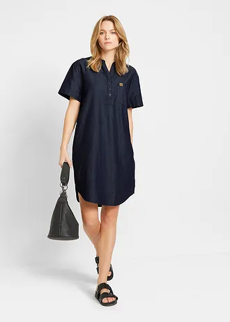 Spijkerjurk, korte mouw, Kleur: blauw denim used