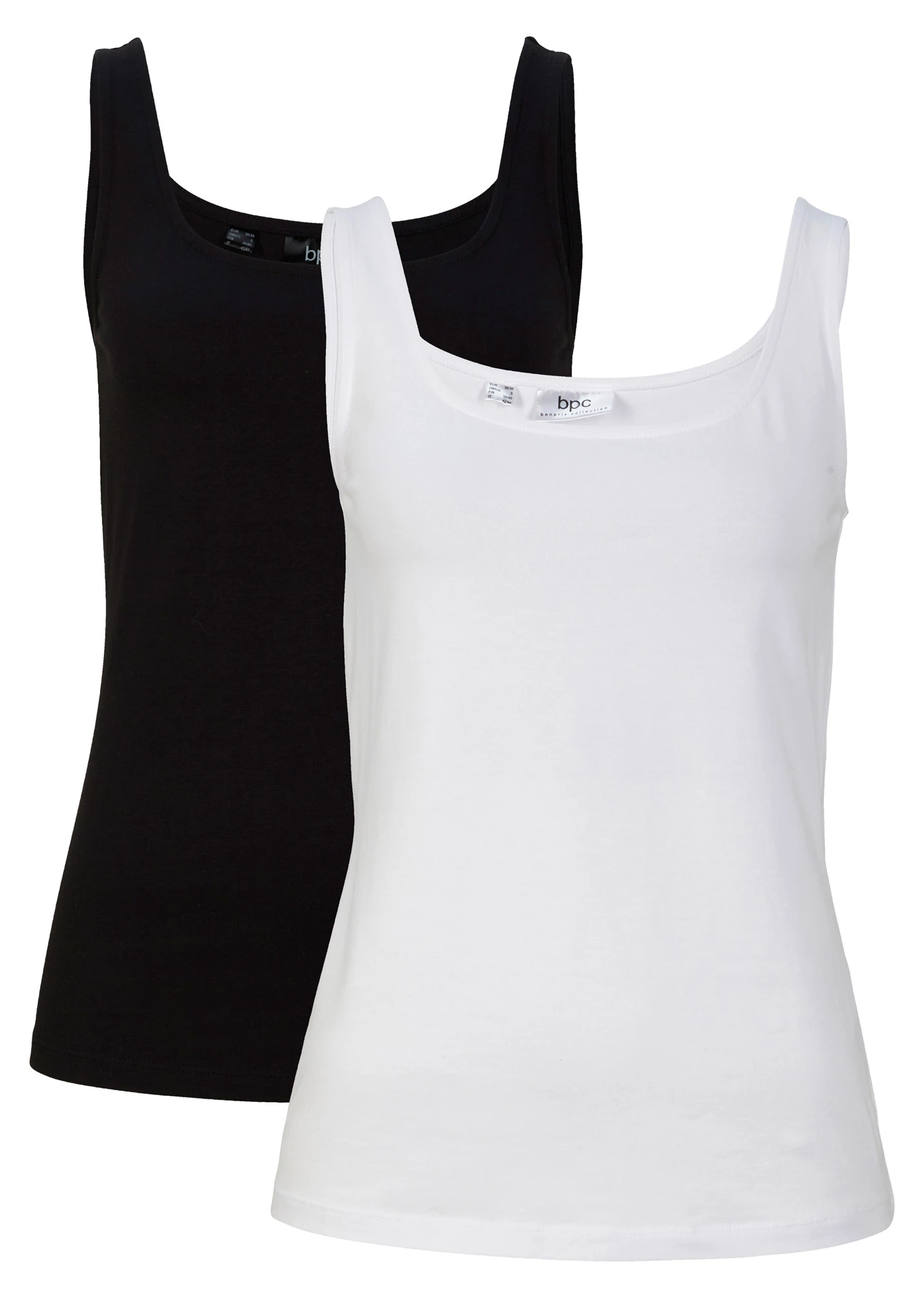 Lot de 2 tops • blanc/noir • Boutique bonprix