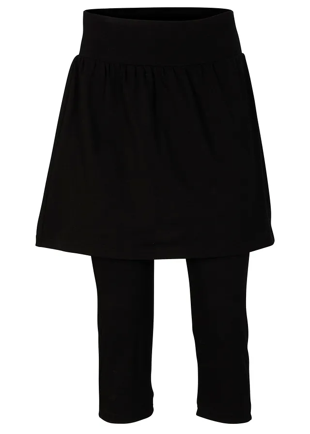 Capri legging met rok, Kleur: zwart