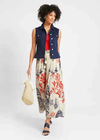 Maxi rok van viscose • crèmewit gedessineerd • bonprix online shop