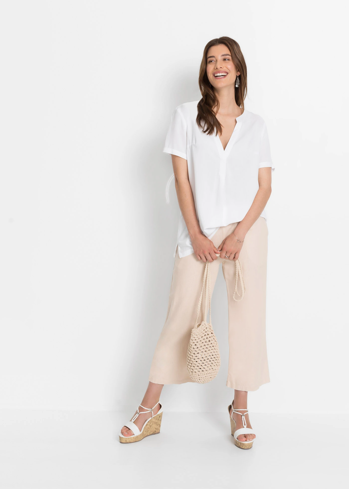 Lange tuniek van pure viscose • wit • bonprix online shop