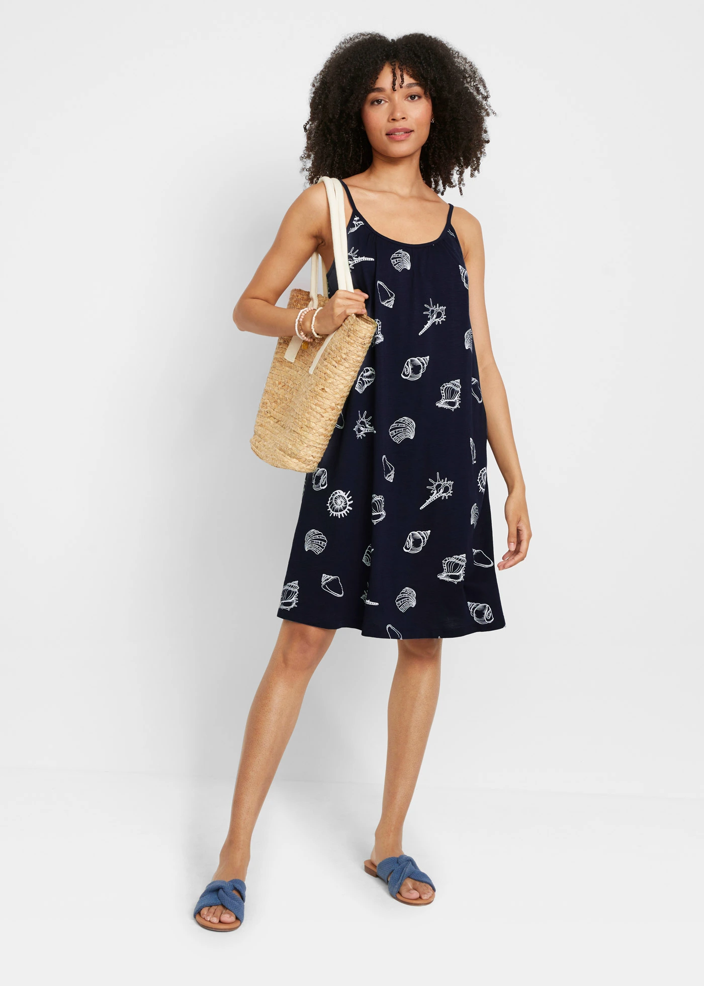 Rochie din jerse din bumbac organic • bleumarin imprimat • magazin bonprix