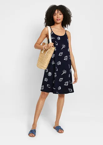 Rochie din jerse din bumbac organic • bleumarin imprimat • magazin bonprix