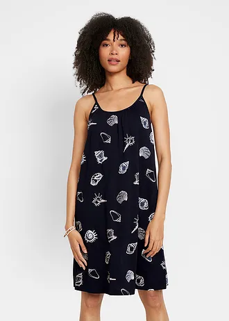 Jersey jurk van biologisch katoen • donkerblauw gedessineerd • bonprix online shop