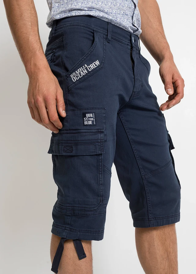 Bermuda long et regular avec poches cargo • bleu foncé imprimé • product-page.page-title-suffix