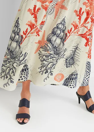 Maxi rok van viscose • crèmewit gedessineerd • bonprix online shop