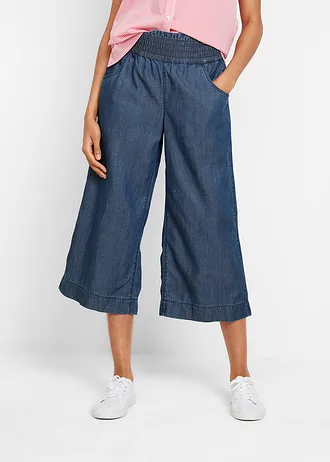 Spodnie culotte z lyocellu, kolor: niebieski denim