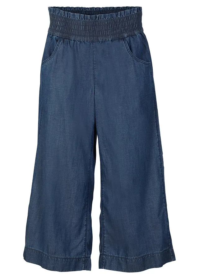 Lichte, zomerse culotte met brede comfortband • blauw denim • bonprix online shop