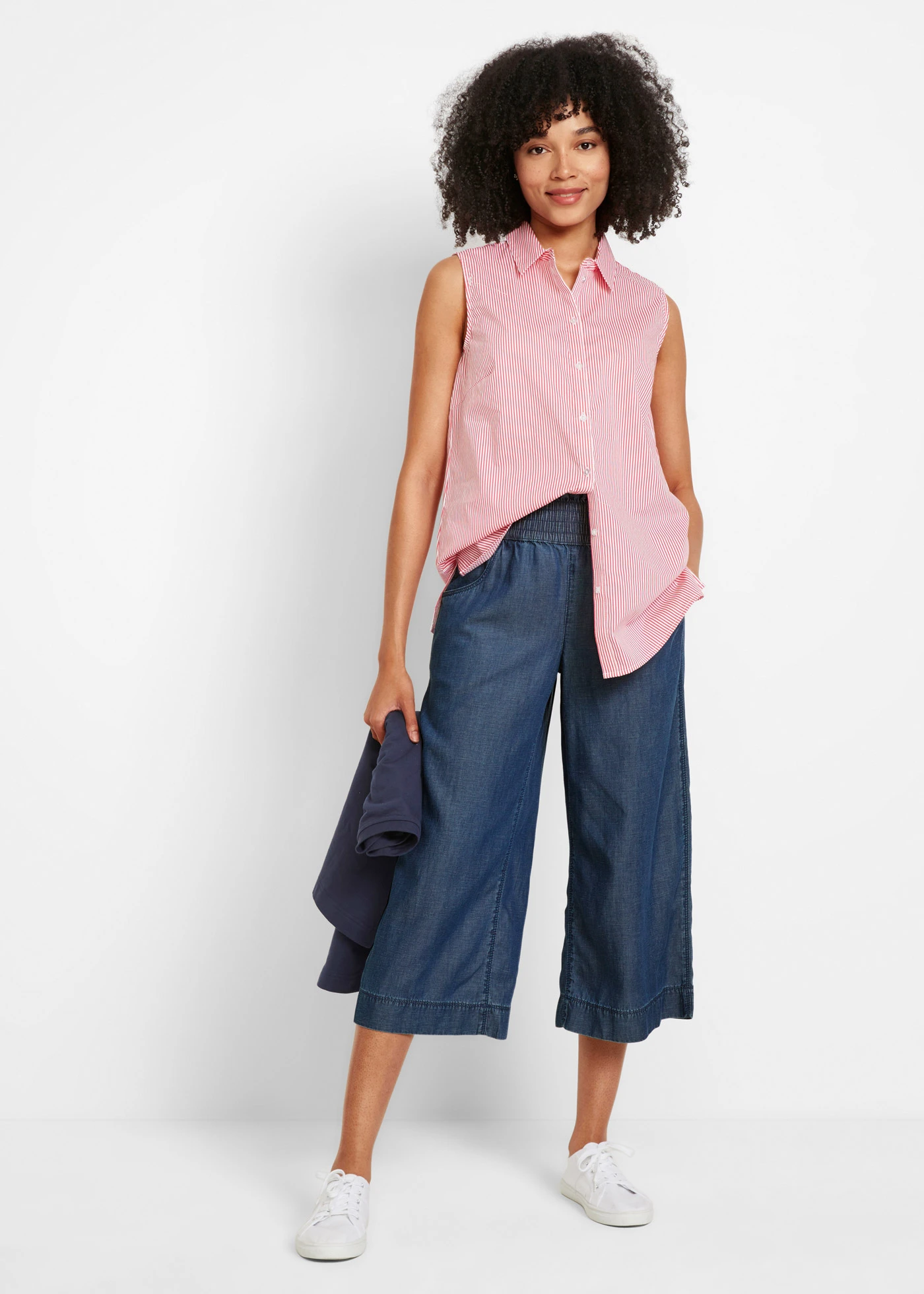 Spodnie culotte z lyocellu • niebieski denim • sklep bonprix