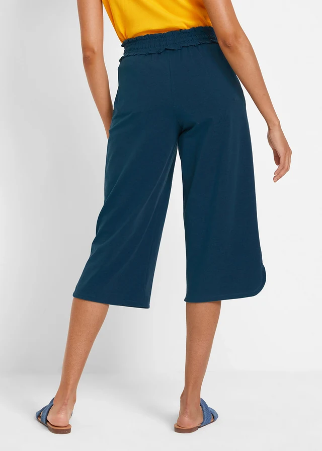 Jersey broek in een katoenmix, Kleur: blauwpetrol