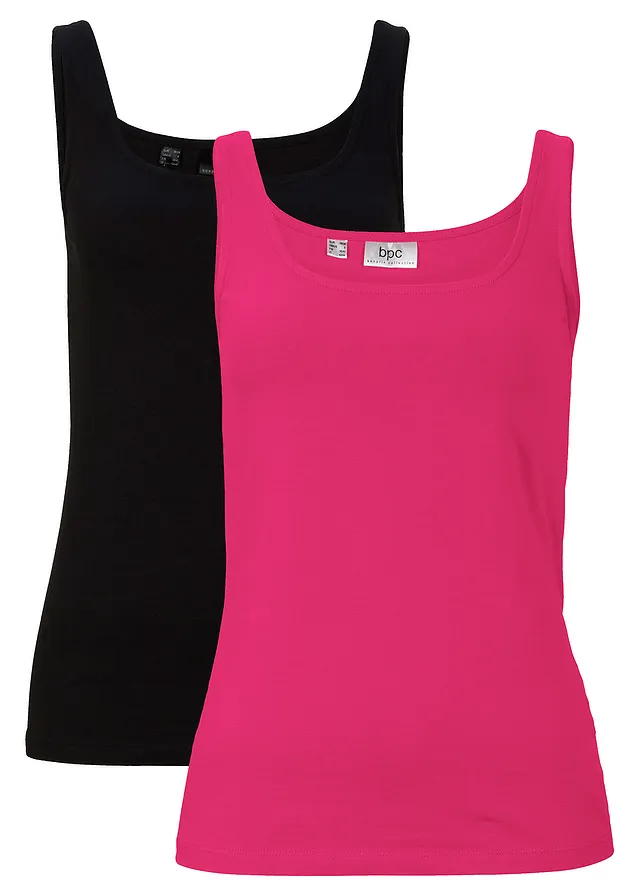 Top (set van 2) • hibiscuspink+zwart • bonprix online shop