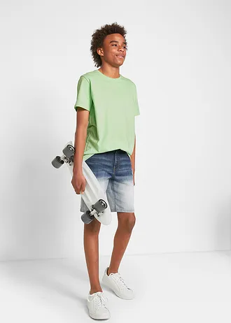 T-shirt (set van 3) van katoen, Kleur: diepaqua+soft mint+wit