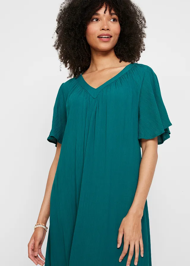 Robe caftan en crêpe • pétrole • product-page.page-title-suffix