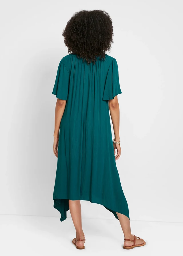Robe caftan en crêpe, Couleur: pétrole