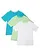 T-shirt (set van 3) van katoen, Kleur: diepaqua+soft mint+wit
