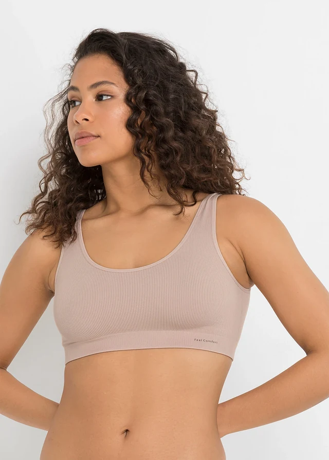 Lot de 2 brassières côtelées sans coutures Feel Comfort • anthracite + beige mat • product-page.page-title-suffix