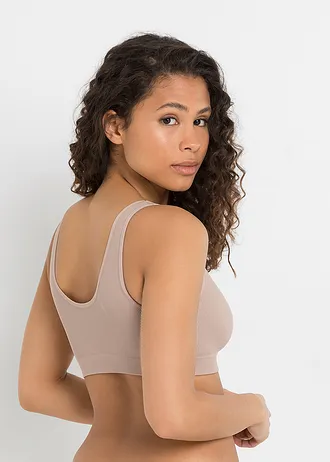 Geribde Feel Comfort naadloze bralette (set van 2) • antraciet+mat beige • bonprix online shop