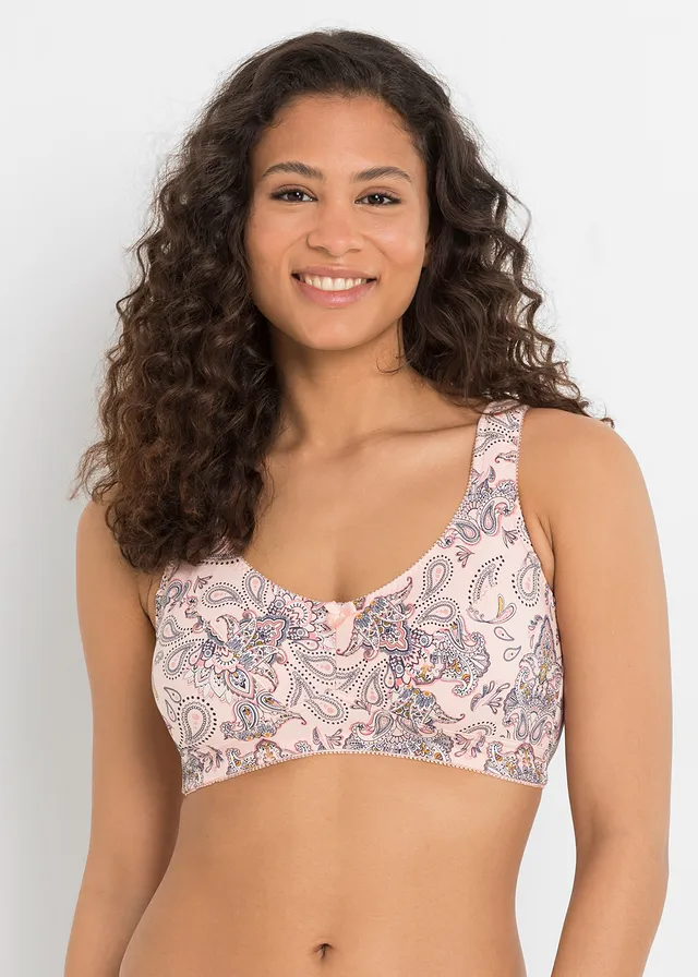 Lot de 3 soutiens-gorge coton sans armatures • pêche paisley + rhubarbe + marron moyen • product-page.page-title-suffix