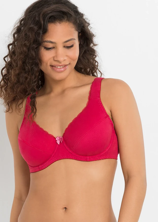 Beugel bh met zacht biologisch katoen (set van 3), Kleur: bessenrood+diepzeeblauw+ecru