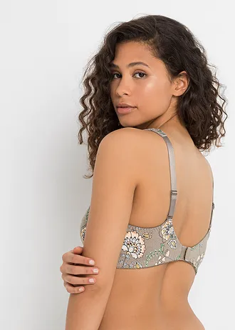 Lot de 3 soutiens-gorge coton sans armatures • taupe paisley + crème abricot + menthe • Boutique bonprix