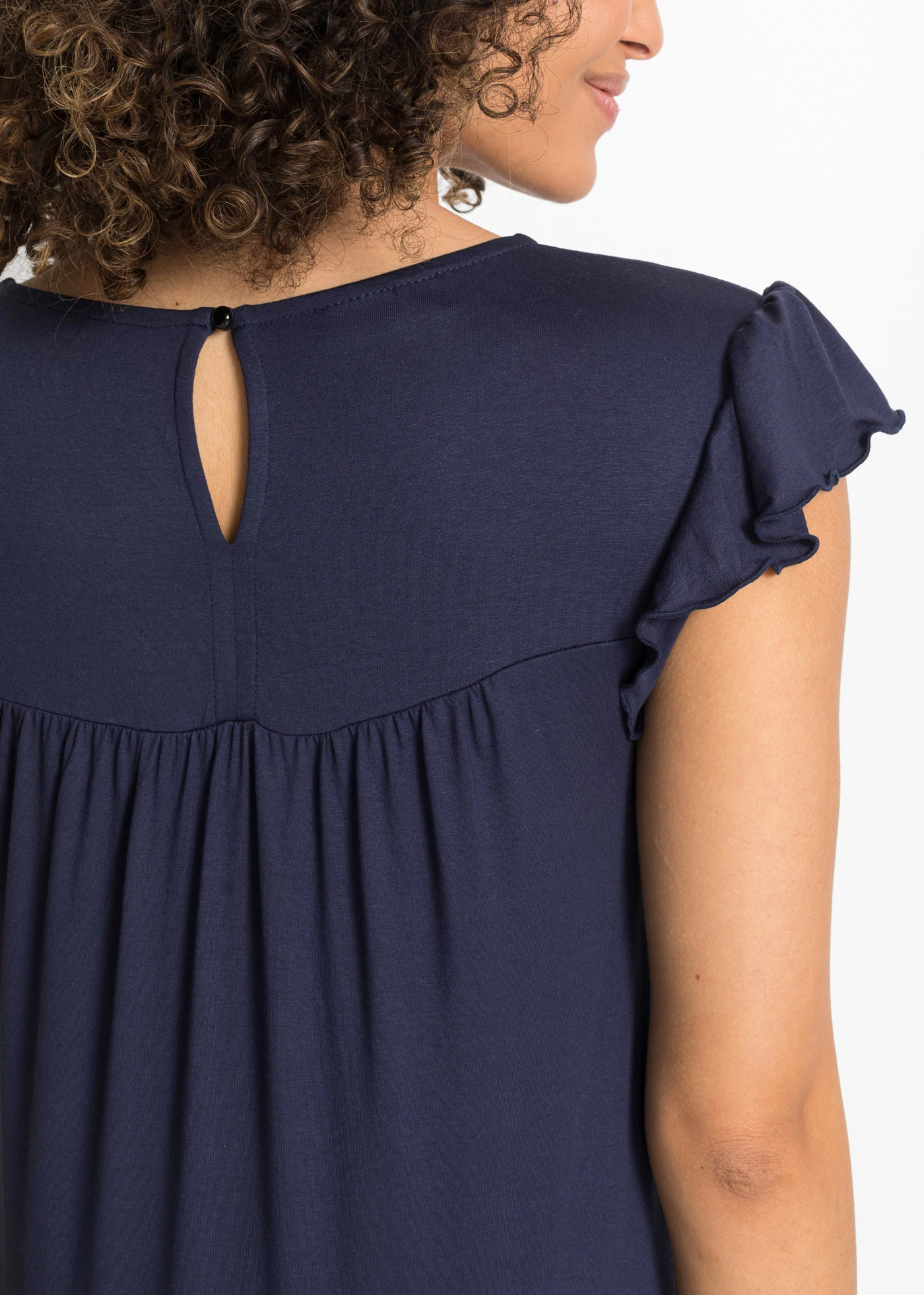 Midi jurk in een viscosemix • donkerblauw • bonprix online shop