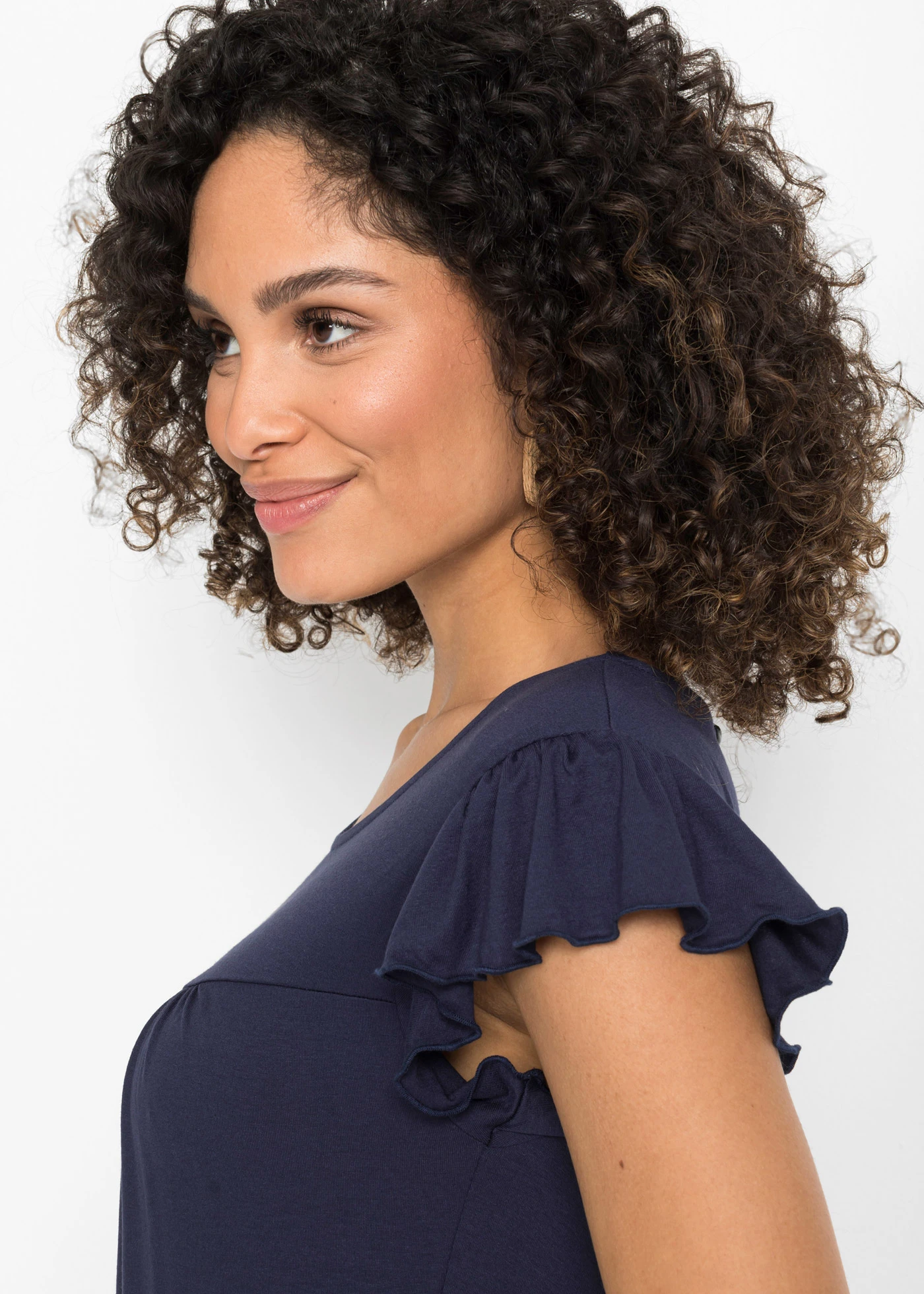 Robe midi en viscose extensible • bleu foncé • Boutique bonprix