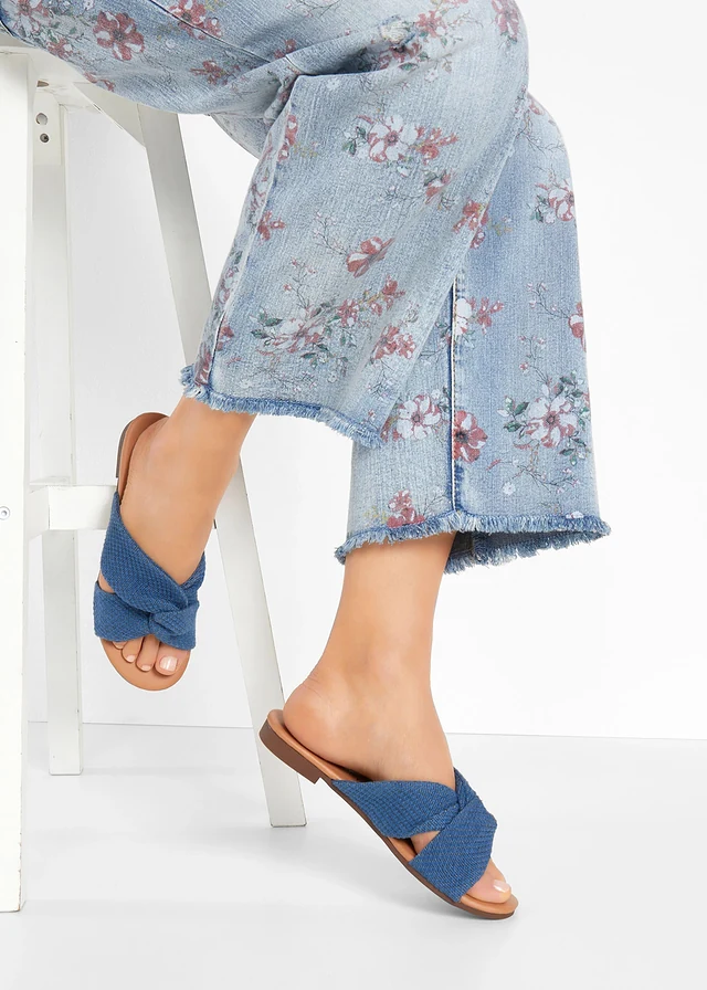 Mules avec nœud, Couleur: bleu denim