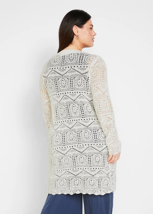 Lang vest van ajour, Kleur: zwart